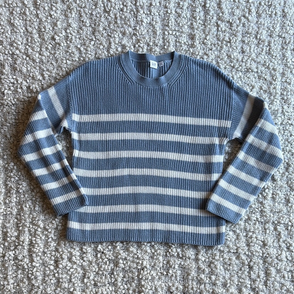 GAP 100% Cotton Blue/White Striped Sweater